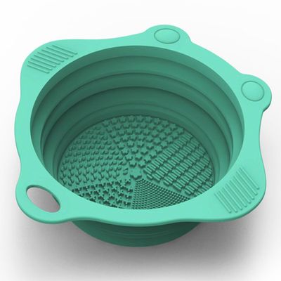 Foldable Silicone Makeup Brush Cleaner Pad Bowl, YalsFTY Portable Mat Scrubber Cleaning Tool for Makeup Brushes (Green)