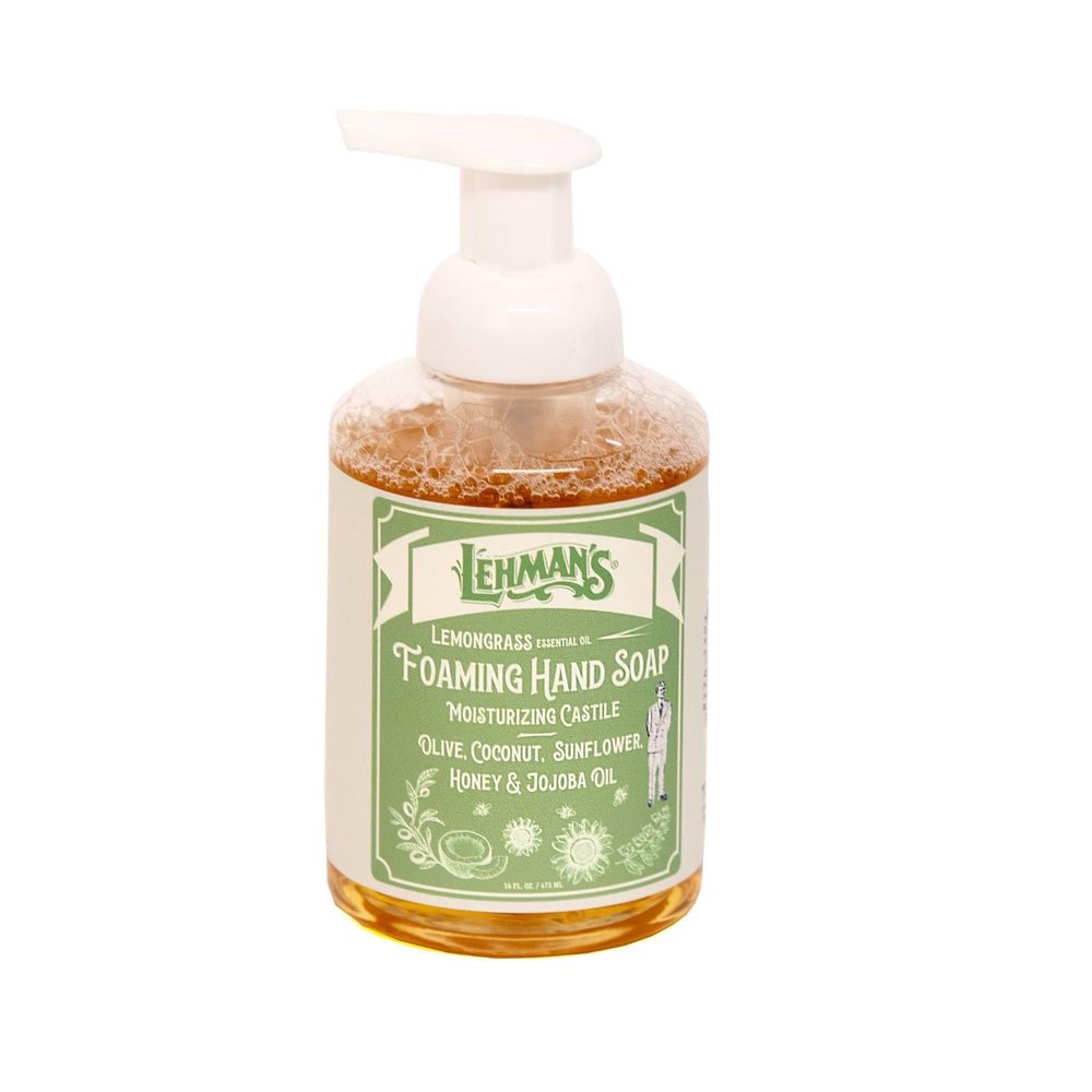 Lehman's Castile Foaming Hand Soap, Mild and Moisturizing and All Natural, Essential Oil Scented, 16 fl oz, Lemongrass