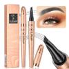 2024 Upgrade Magic Eyebrow Pen, Contouring Pen Fine Stroke 3D Waterproof Microblading Eyebrow Pencil with 4-Fork-Tip Create Natural Hair-Like Brows Stay on All Day(03# Grey) view 1