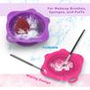 2PC Foldable Silicone Makeup Brush Cleaner Pad Bowls, YalsFTY Portable Mat Scrubber Cleaning Tool for Makeup Brushes (Purple and Rose) view 2