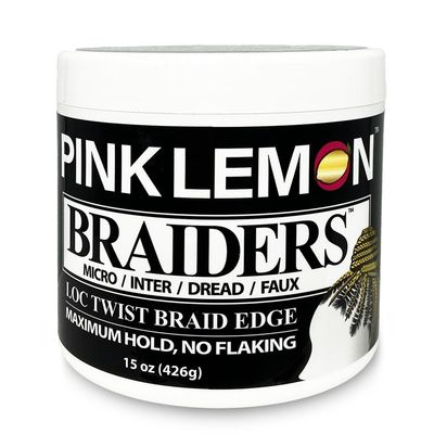 PINK LEMON Braiding Gel - Maximum Hold, No Flaking, Long Lasting Hold, High Shine. For Micro, Inter, Dread, Faux, Loc, Twist, Braid, Edge. (15 oz)