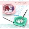 2PC Foldable Silicone Makeup Brush Cleaner Pad Bowls, YalsFTY Portable Mat Scrubber Cleaning Tool for Makeup Brushes (Pink and Green) view 2