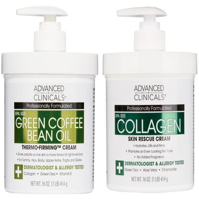 Advanced Clinicals Green Coffee Bean Oil Firming Cream + Collagen Skin Rescue Cream Set