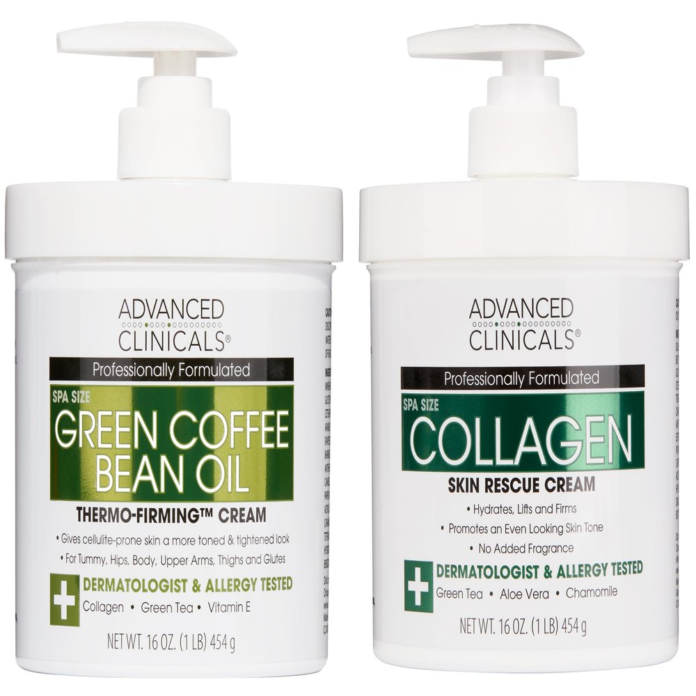 Advanced Clinicals Green Coffee Bean Oil Firming Cream + Collagen Skin Rescue Cream Set