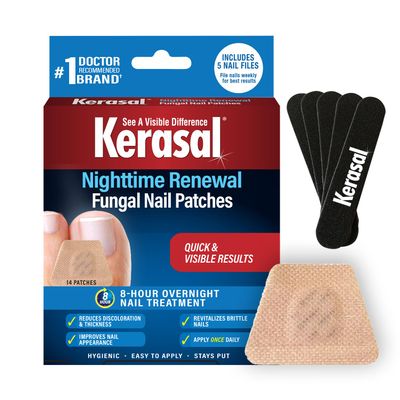 Kerasal Nighttime Renewal Patches + 5 Files - 14 Count (Pack of 1) - Kerasal Nail Repair for Damage, 8-Hour Solution Restores Healthy Appearance (Packaging May Vary)