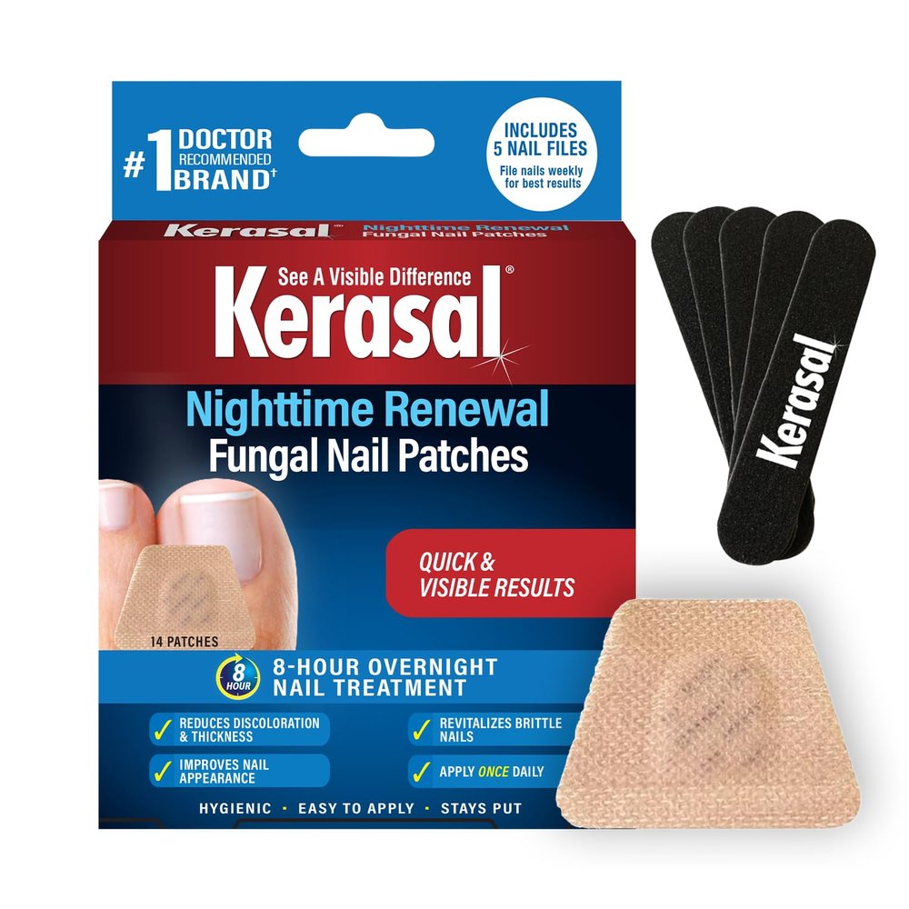 Kerasal Nighttime Renewal Patches + 5 Files - 14 Count (Pack of 1) - Kerasal Nail Repair for Damage, 8-Hour Solution Restores Healthy Appearance (Packaging May Vary)