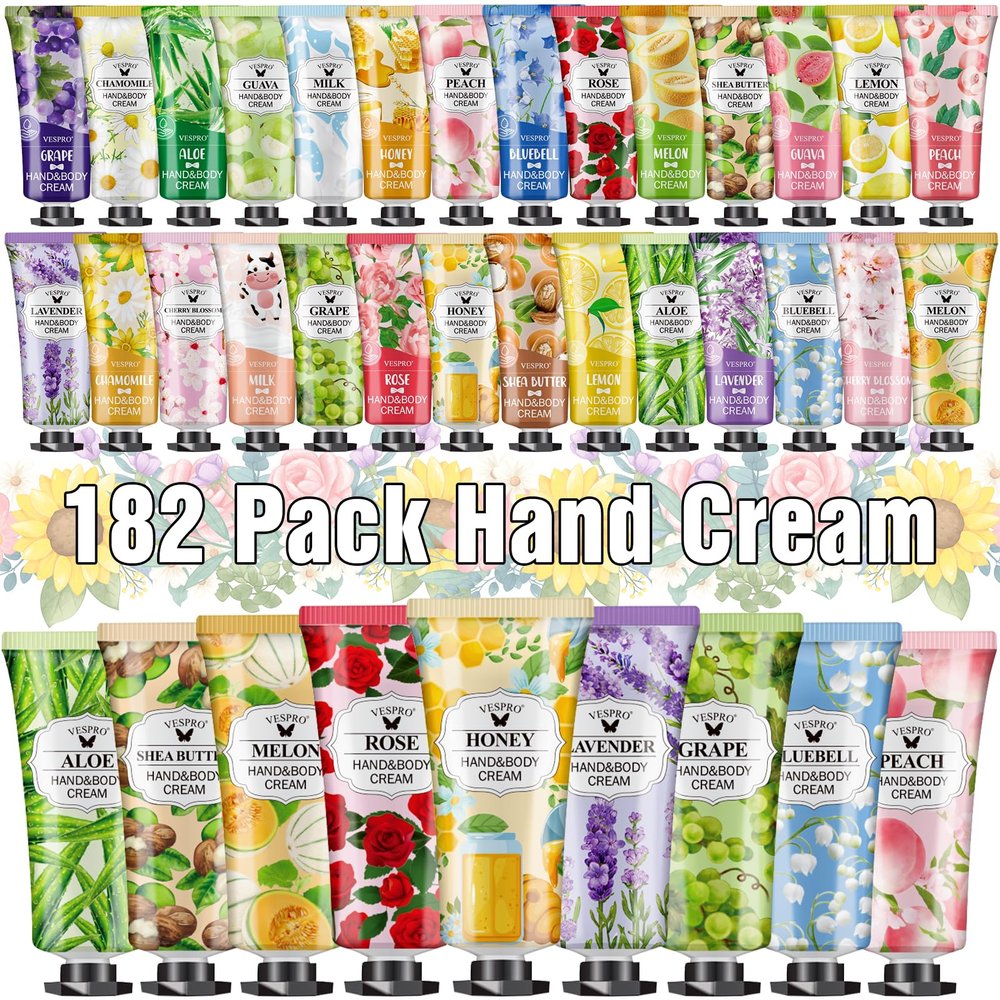 182 Pack Hand Cream Set, Stocking Stuffers for Women, Hand Lotion for Christmas Gifts, Thank You Gifts, Bridesmaid Gifts, Birthday Gifts and Small Gifts, Hand Lotion Travel Size for Dry Cracked Hands