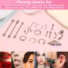 164PCS Body Septum Piercing Kit with 14G/16G/18G/20G Piercing Needles Piercing Jewelry and Tools for Ear Nose Belly Button Nipple Lip Cartilage Eyebrow Tongue Navel Piercing Kit for All Piercings view 4