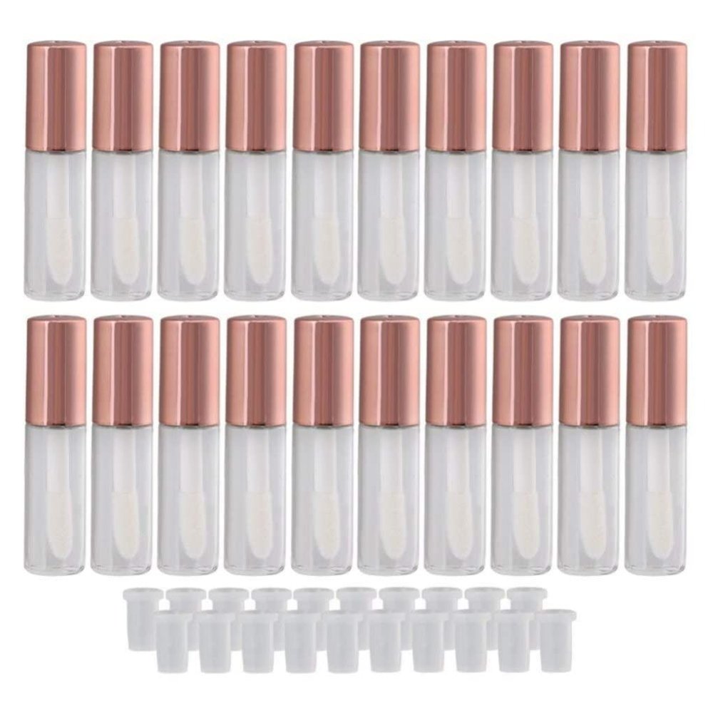 Lip Gloss Tubes, 20pcs Refill Empty Tubes Containers for DIY Lip Gloss Balm/Cosmetic (Rose)