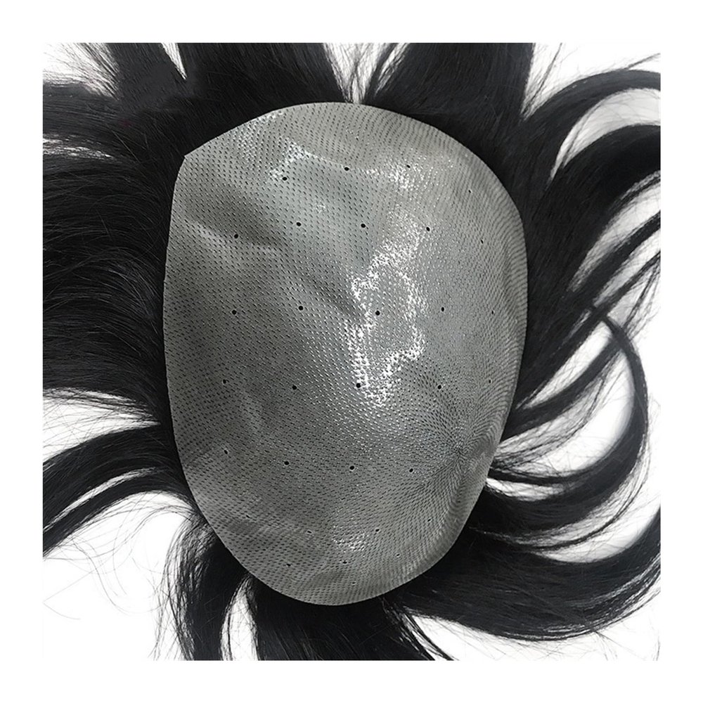 Toupee Toupee for Men Human Hair Wigs Durable Male Hair Prosthesis Full PU Super Thin 0.04-0.06mm Skin Mens Toupee Hair Replacement System #1B Off Black Mens Wigs ( Color : Straight 1B 130% , Size : 6