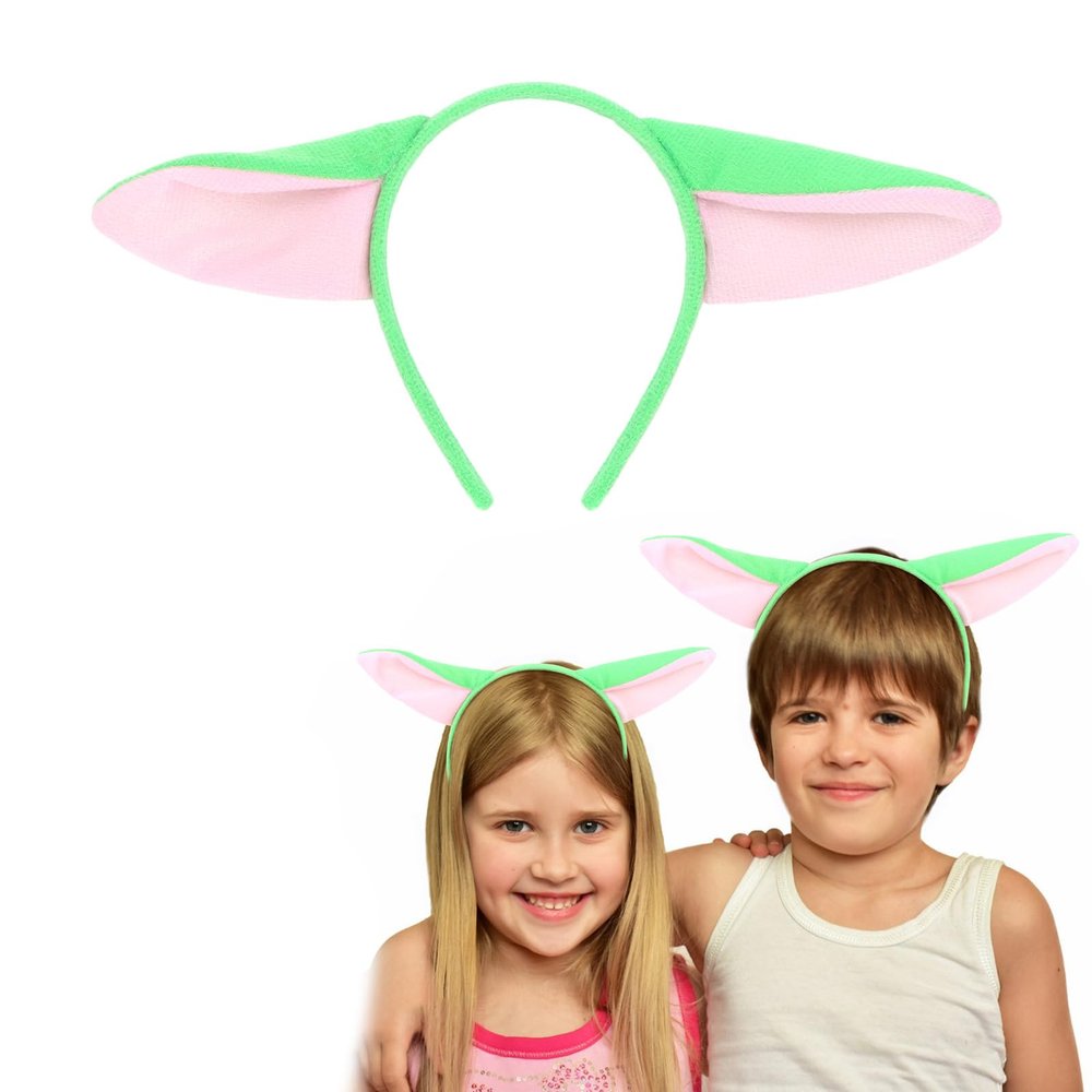 GAFATORY Alien Ears Headband Animal Ears and Horns Headband Adult Plush Cute Ears Headbands Halloween Christmas Festival Theme Party Animal Cosplay Costume Green Headbands for Women