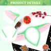 GAFATORY Alien Ears Headband Animal Ears and Horns Headband Adult Plush Cute Ears Headbands Halloween Christmas Festival Theme Party Animal Cosplay Costume Green Headbands for Women view 3