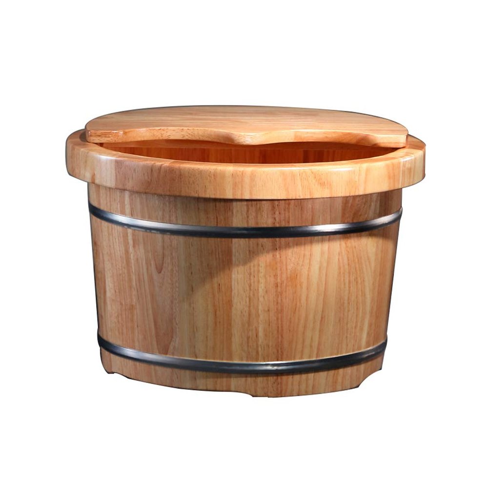 Foot Tub Wooden Foot Basin Footbath,Oak Foot Bath Barrel,Household Wooden Foot Washing Massage Foot Bath Barrel,foot Tub For Soaking Feet Massager With Lid foot Bath Wooden Bucket Foot Spa Household