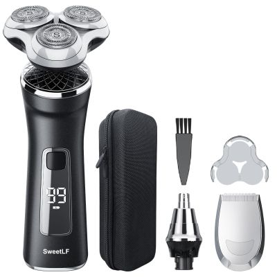 Electric Razor for Men with Travel Case, SweetLF 100% Waterproof Electric Shaver,Wet Dry Shaving/Rechargeable/Sideburns/Trimmer/Nose Trimmer/Type C Charging Cable