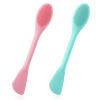 Amabro 2PCS Manual Facial Cleansing Brush, Silicone Facial Mask Applicator 2 in 1 Face Mask Brush Face Scrubber Tool for Exfoliating Massaging Makeup Skincare Removal(Pink, Green) view 1