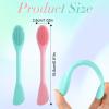 Amabro 2PCS Manual Facial Cleansing Brush, Silicone Facial Mask Applicator 2 in 1 Face Mask Brush Face Scrubber Tool for Exfoliating Massaging Makeup Skincare Removal(Pink, Green) view 3