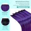 Purple Hair Extensions Bundles: Clip in Hair Extensions Real Human Hair Dark Purple 25g/5pcs and 70g/5pcs 18 Inch Full Head Colored Hair Extensions Purple Clip in Extensions view 4