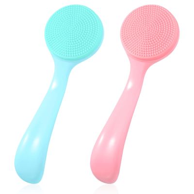 Amabro Silicone Manual Facial Cleansing Brush Skin Friendly Face Cleaning Scrubber Silicone Face Scrubber Exfoliating Brush for Exfoliating, Massaging, Remove Blackheads, Makeup Skincare Removal