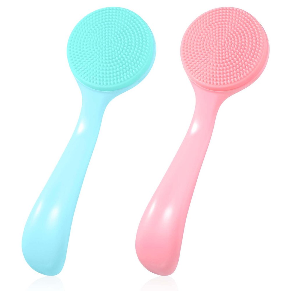 Amabro Silicone Manual Facial Cleansing Brush Skin Friendly Face Cleaning Scrubber Silicone Face Scrubber Exfoliating Brush for Exfoliating, Massaging, Remove Blackheads, Makeup Skincare Removal