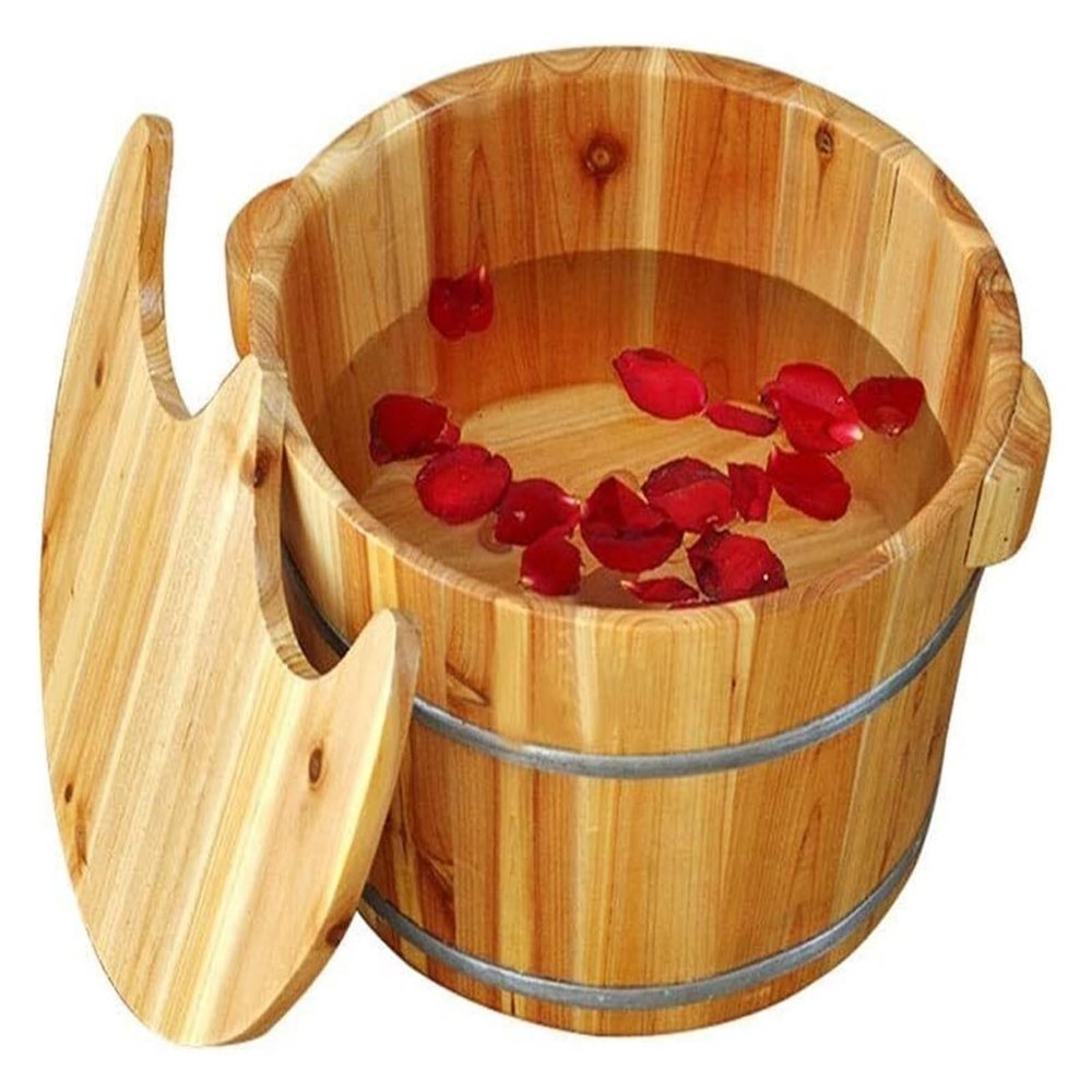 BMPAALN Solid Wood Foot Tub, Foot Baths Wood Foot Tub, Wooden Foot Basin Foot Massage Spa for Home,Relax Pedicure Foot Bath,Foot and Leg Spa for Adults,Large Foot Bath Spa Tub,
