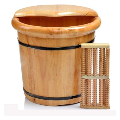 BMPAALN Solid Wood Foot Tub, Foot Baths Wood Foot Tub, Wooden Foot Basin Foot Bath Basin Wooden Foot Basin Bucket Foot Barrels Massage Beads Foot Tub Foot Bath Barrel Wood,, Green