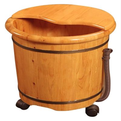BMPAALN Solid Wood Foot Tub, Foot Baths Wood Foot Tub, Wooden Foot Basin Large Foot Soak Bath Tub,Foot Washing Barrel,Cypress Wood Sauna Bucket with Wheel, (Color : Multi-Colored, Size : 36cm)