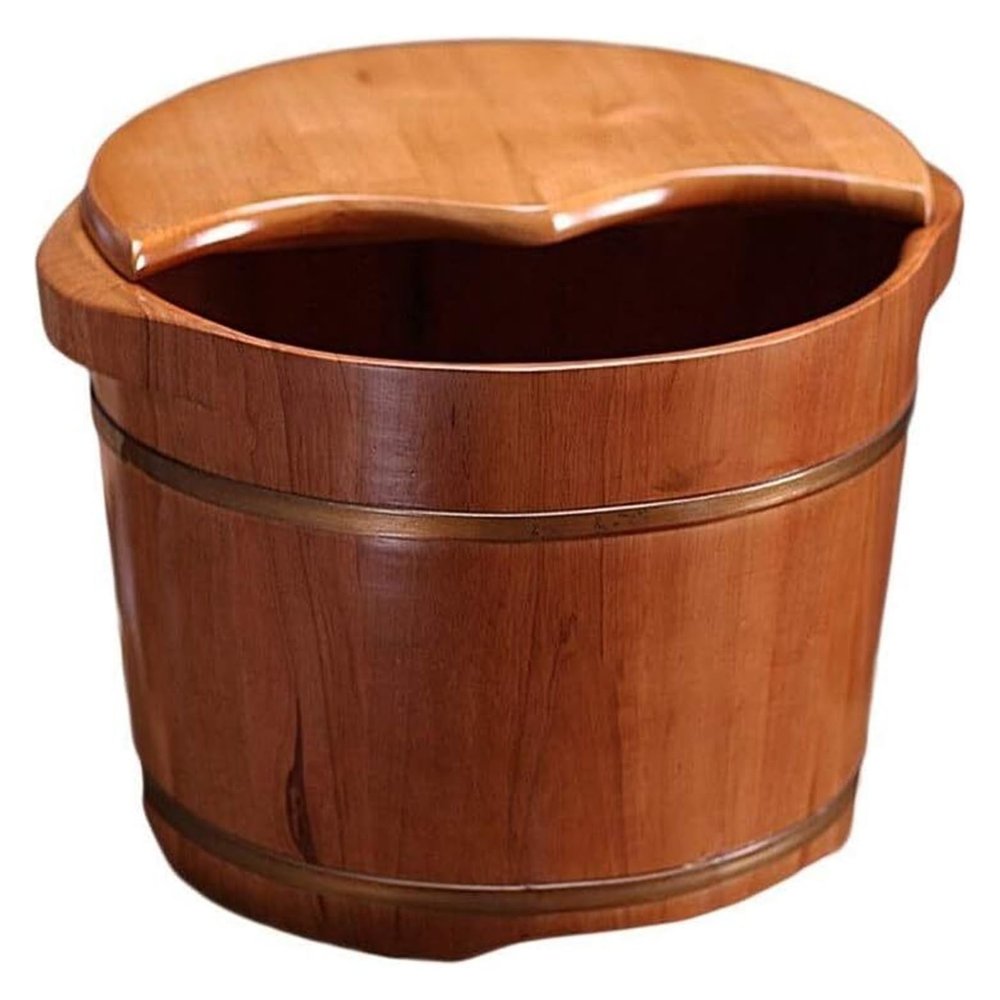 BMPAALN Solid Wood Foot Tub, Foot Baths Wood Foot Tub, Foot Tub Wooden Foot Basin Wood Bucket for Pedicure,Foot Basin for Adults,Foot Tub for Soaking Feet,Foot Bath Spa Tub,