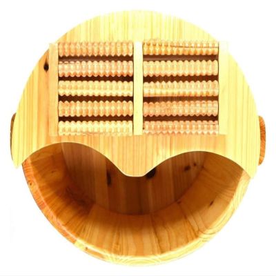 BMPAALN Solid Wood Foot Tub, Foot Baths Wood Foot Tub, Wooden Foot Basin Wooden Foot Bath Barrel Pedicure Basin Household Soaking Feet with Lid Massagers