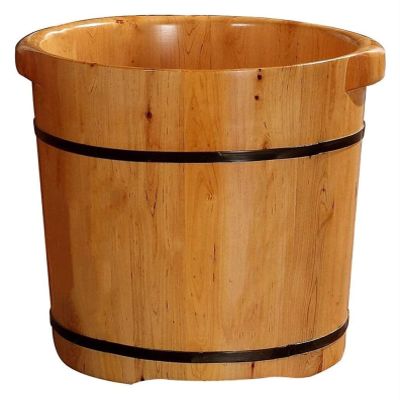 BMPAALN Solid Wood Foot Tub, Foot Baths Wood Foot Tub, Wooden Barrels Pedicure Basin Oak Double Ear Foot Bath Single Side Foot Tub Barrel Foot Bucket