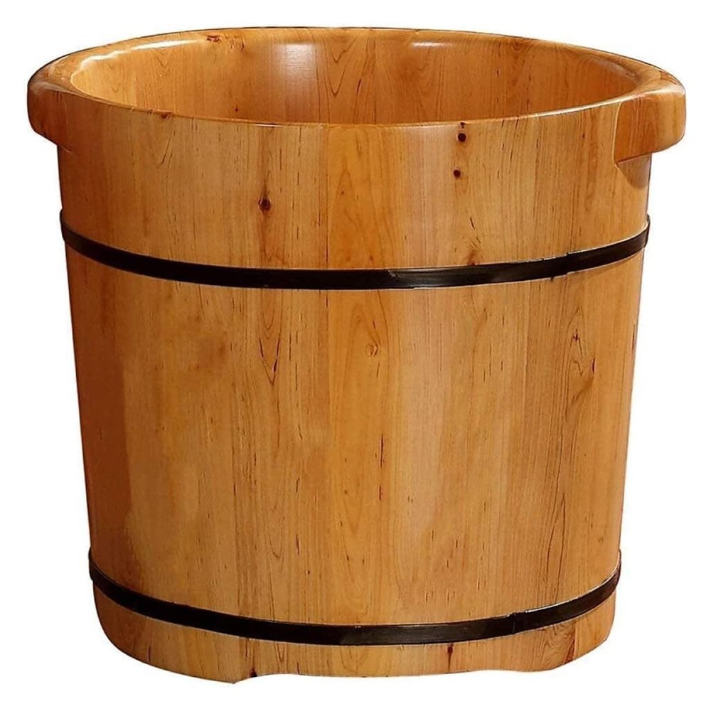 BMPAALN Solid Wood Foot Tub, Foot Baths Wood Foot Tub, Wooden Barrels Pedicure Basin Oak Double Ear Foot Bath Single Side Foot Tub Barrel Foot Bucket