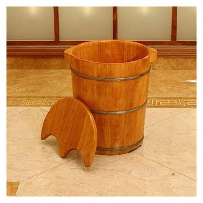 BMPAALN Solid Wood Foot Tub, Foot Baths Wood Foot Tub, Wooden Foot Basin Foot Tub/Bath/Soaking Basin, Spa Heightening Thicken Bucket for Foot Soaking, Pedicure, Detox,
