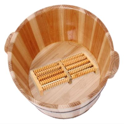 BMPAALN Solid Wood Foot Tub, Foot Baths Wood Foot Tub, Foot Tub Wooden Foot Basin Foot Bath Barrel, Fir Foot Barrel, Thickened Ear Design, Suitable for Families,