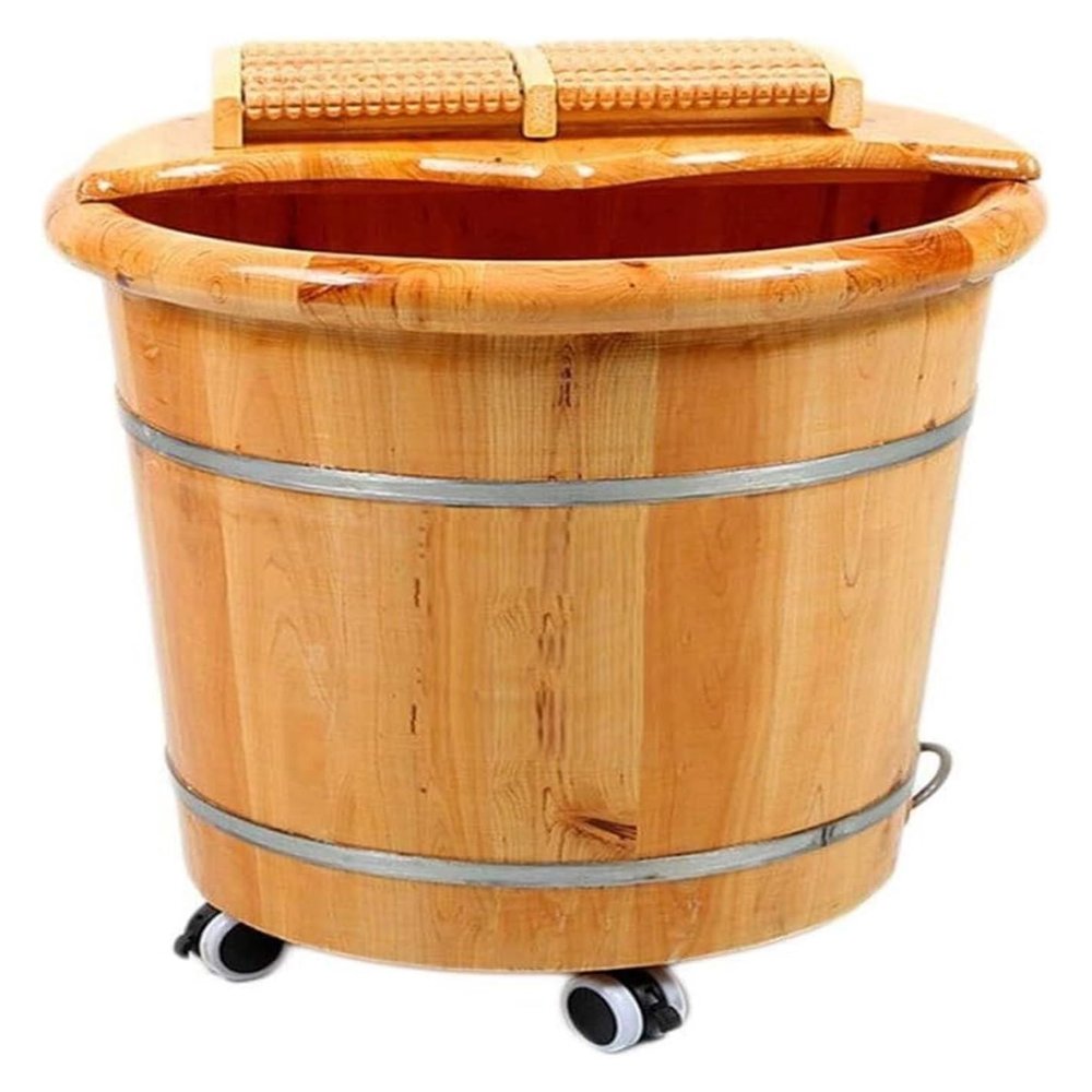 BMPAALN Solid Wood Foot Tub, Foot Baths Wood Foot Tub, Wooden Foot Basin Foot and Leg Spa for Adults,Sauna Wooden Bucket,Large Foot Bath Spa Tub,Foot Massage Spa for Home,