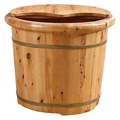 BMPAALN Solid Wood Foot Tub, Foot Baths Wood Foot Tub, Wooden Foot Basin Reducing Stress Cedar Massage Beads with Cover Foot Tub Foot Bath Barrel Foot Tub
