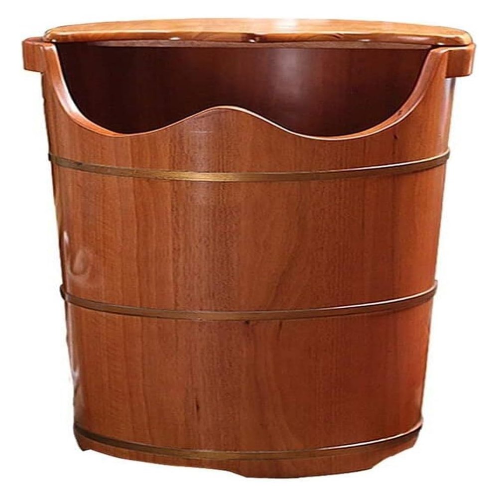 Solid Wood Foot Tub, Foot Baths Wood Foot Tub, Wooden Foot Basin Foot Tub/ Heightening Foot Bath Barrel Solid Wood Movable Universal Wheel With Cover Massage Beads Foot Massage Basin, Soak, Massage, S