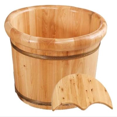 BMPAALN Solid Wood Foot Tub, Foot Baths Wood Foot Tub, Wooden Foot Basin Electric Foot MassagersHousehold Small Wooden Foot Bath Bowl, with Lid Wellness Foot Bucket,