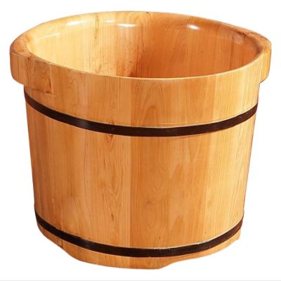 BMPAALN Solid Wood Foot Tub, Foot Baths Wood Foot Tub, Foot Tub Wooden Foot Basin Foot Bath Barrel, Fir Foot Barrel, Thickened Ear Design, Suitable for Families,