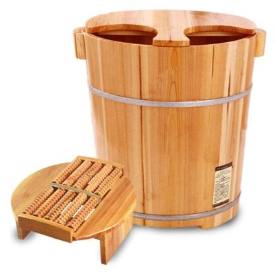 BMPAALN Solid Wood Foot Tub, Foot Baths Wood Foot Tub, Wooden Foot Basin Wooden Foot Basin,Smooth and Delicate Pedicure Barrels Pedicure Bowl Spa Massage for Soaking Feet