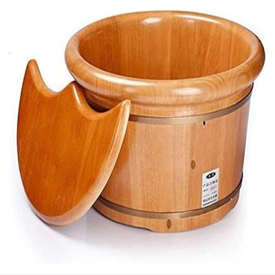 BMPAALN Solid Wood Foot Tub, Foot Baths Wood Foot Tub, Wooden Foot Basin Foot Soaking Tub, Solid Wood Natural Thicken Foot Basin, Professional Pedicure Foot Tub, (Color : A)