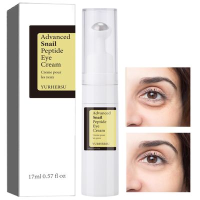 ELCHHIRSCH Snail Peptide Under Eye Cream with 73% Snail Mucin & 2% Nicotinamide for Dark Circles, Puffiness & Wrinkles, with 360 Massaging Roller Ball, 0.57 fl oz