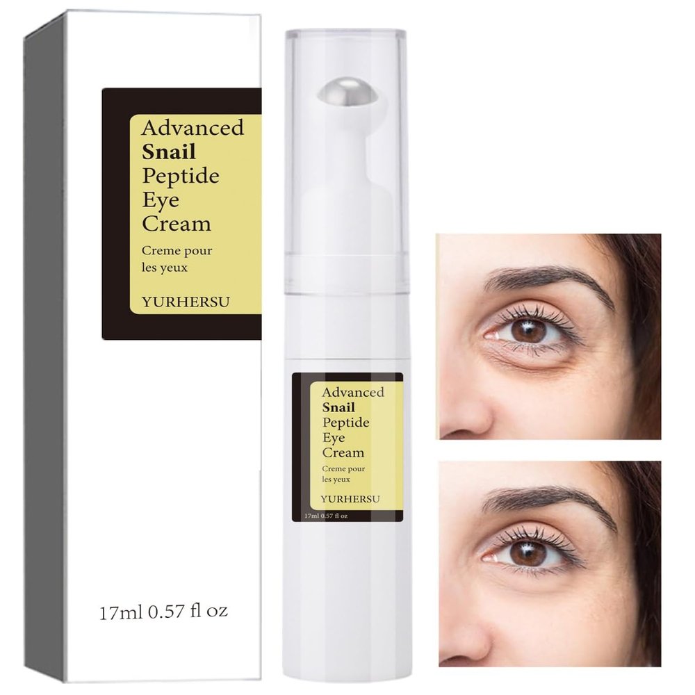 ELCHHIRSCH Snail Peptide Under Eye Cream with 73% Snail Mucin & 2% Nicotinamide for Dark Circles, Puffiness & Wrinkles, with 360 Massaging Roller Ball, 0.57 fl oz