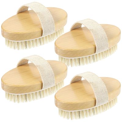 4pcs Dry Brushing Body Brush, Natural Bristle Dry Skin Exfoliating Brush Body Scrub for Flawless Skin, Cellulite Treatment, Lymphatic Drainage and Blood Circulation Improvement