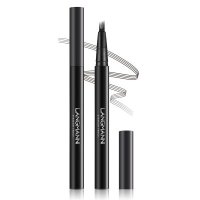 4-Tip Eyebrow Pencil, Upgraded 3D Waterproof and Sweat-proof Microblading Eyebrow Pencil Contouring Pen with 4 Fork, Long-Lasting Eyebrow Brush Microblade Eyebrow Pencil for Women (black)