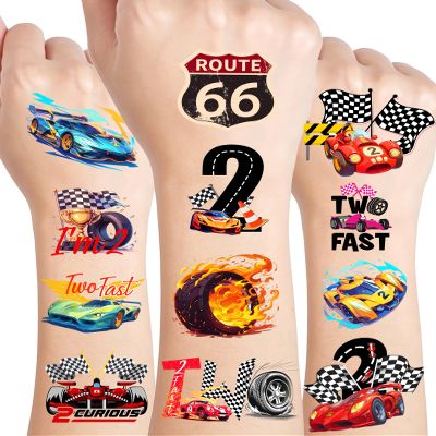 216 pcs Two Fast Tattoos Temporary for Kids - 2 Fast 2 Curious Birthday Decorations - Exciting Two Fast Party Favors Race Car Temporary Tattoos for Growing up Two Fast Birthday Decor