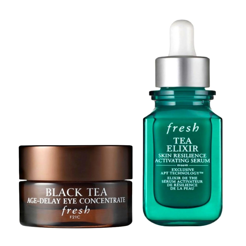 Fresh Black Tea Age-Delay Eye Concentrate Cream and Firming Tea Elixir Serum .5oz / 15mL