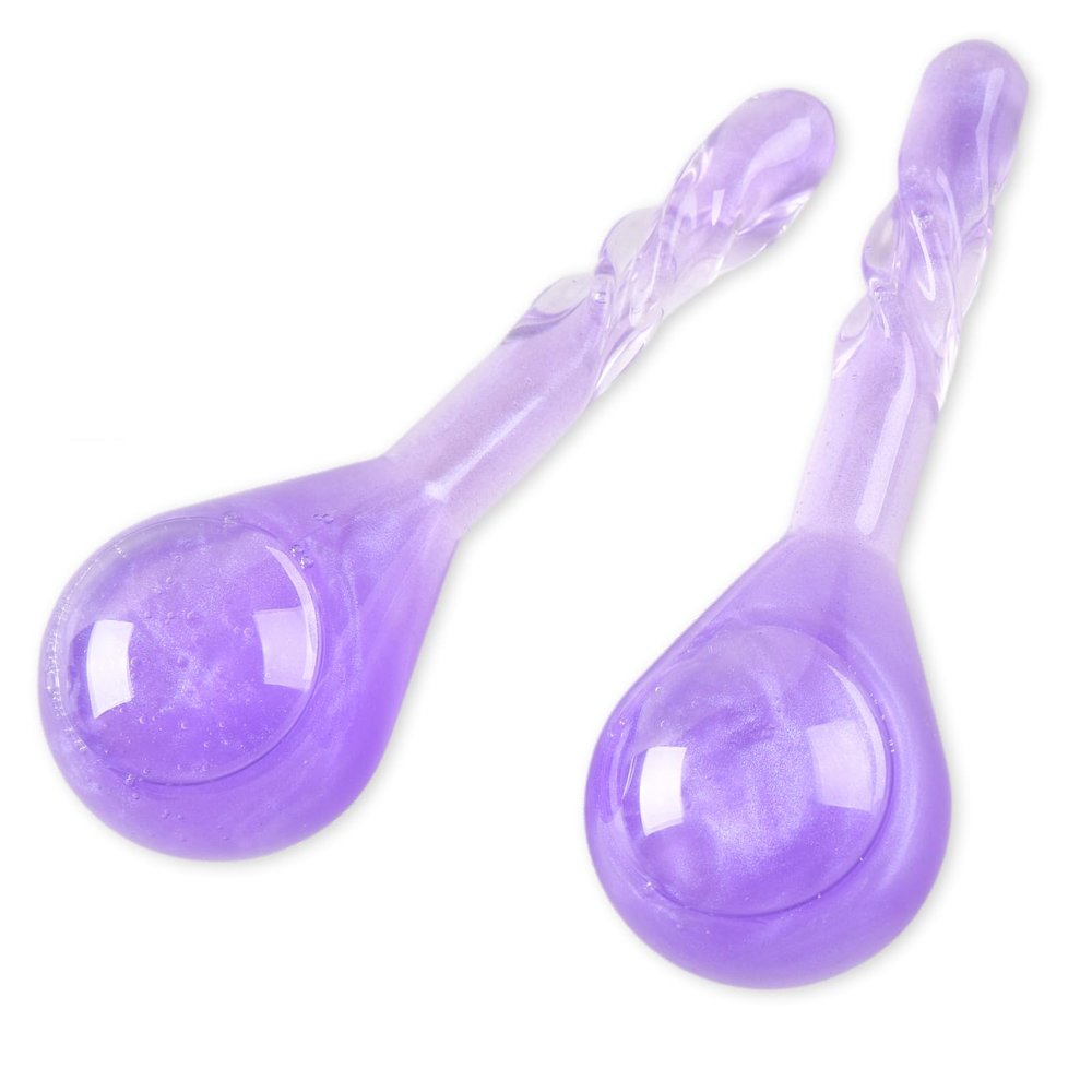 Facial Ice Globes, Cryo Cooling Balls with Anti-Slip Handle for Face, Eyes & Neck, Relaxing Beauty Massage Tool for Soothing and Refreshing Skincare Routine, Quicksand Purple