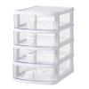 Desk Organizer with 4 Drawers, Makeup Organizer Cute Bear Handle Drawer Organizer Stackable Desktop Drawer Mini Containers Countertop Storage Box for Dormitory Office Home view 1