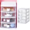 Desk Organizer with 4 Drawers, Makeup Organizer Cute Bear Handle Drawer Organizer Stackable Desktop Drawer Mini Containers Countertop Storage Box for Dormitory Office Home view 4