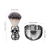 Healvian Shaving Bowl and Brush Kit, Skull Design Shaving Bowl Wide Mouth Shaving Kit Stainless Steel Beard Brush Shaving Tools For Men Women view 3
