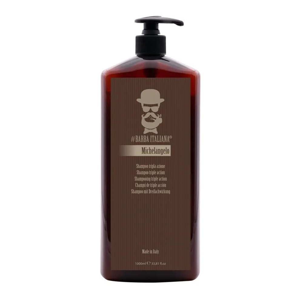 Barba Italiana Michelangelo Trivalent Shampoo for Men (1000ml/33.81flOz) - Triple Action Formula